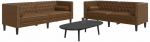 Sofa Chesterfield sofų komplektas su pagalvėlėmis, 2 dalių, rudas