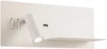 8W + 3W LED sieninis &scaron;viestuvas BROOK, baltas, 3000K, &scaron;viesos kampas 120&deg;, skaitymo &scaron;viestuvėlio - 20&deg;, su USB, 01-3314
