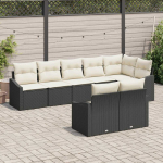 Sodo Sofų Rinkinys su pagalve 8 pcs Juoda ir Balta poliratanas