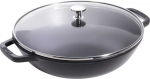 STAUB Ketaus wok su dangteliu 30 cm, juoda