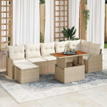 Sodo Sofų Rinkinys su pagalve 8 pcs smėlio ir kreminės spalvos