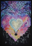Abris Art Siuvinėjimo kryželiu rinkinys &bdquo;Meilė danguje&ldquo; 23&times;33, juodas 14 ct, karoliukai