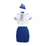 Shots Mėlyna Stewardess Costume - S/M - Mėlyna/Baltas