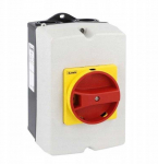 Lovato Electric 3P 40A jungiklio skyriklis plastikiniame korpuse, geltona/raudona rankenėlė GAZ040