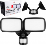 Maclean LED sieninis &scaron;viestuvas, su PIR jutikliu, 20W, 1500lm, IP65, neutralus baltas 4000K, juodas, MCE524 B