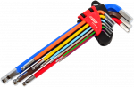 AW-Tools AWTOOLS RAKTAI &Scaron;E&Scaron;IAKAMPIAI HEX / 1,5-10,0mm / 9vnt. SPALVOTI SU RUTULINE GALVUTE ILGI Juodas LINE