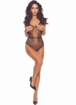 Passion Woman Bodystockings Passion BS115 Bodystocking Juodas Mesh Open Design, Size Options