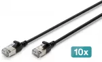 Digitus CAT 6A F-FTP plonas tinklo kabelis, 2 m, juodas, 10 vnt., 2 m, Cat6a, F/FTP (FFTP), RJ-45, RJ-45, juodas
