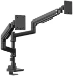 Multibrackets M stalvir&scaron;io laikiklis su dujine spyruokle ir dvigubu sukamuoju stulpu, spaustukas/įvorė, 18 kg, 38,1 cm (15"), 76,2 cm (30"), 100 x 100 mm, juodas