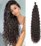 55.88 cm 3 pakuotės deep twist nėrimo plaukai ocean wave garbanoti bohemi&scaron;ki nėrimo plaukų pynimai deep wave plaukų sruogos sintetiniai plaukų priauginimai moterims mergaitėms