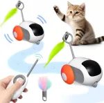 Hersance žaislas katėms savaranki&scaron;kam užimtumui, interaktyvus besisukantis kamuoliukas su balso aktyvavimu ir 4 keičiamomis plunksnomis, usb įkraunamas kamuoliukas katėms, skirtas kačiukams ir &scaron;unims