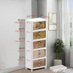 Mecolor Plastikinės dėžės su ratukais, 5 x 63l kambario organizatorius, kraunamos dėžės su dangčiu, sulankstoma dėžė su durelėmis, sulankstomas organizatorius