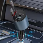 4-in-1 i&scaron;traukiamas automobilinis įkroviklis, greitas automobilinis mobiliojo telefono įkroviklis su 69 W i&scaron;traukiamu laidu ir 2 Usb prievadų automobilinio įkroviklio adapteris, suderinamas su Phone 15/14/13/12 Pro Max Xr, Ipad