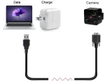 Micro Usb 3.0 90 laipsnių kampu duomenų kabelis su tvirtinimo varžtais, 0.52 m