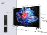 Tcl 43v6c 43 colių Direct Led televizorius, 4k Hdr televizorius, Smart Tv su Google Tv (dolby Audio, Motion Clarity, suderinamas su Google Assistant & Alexa)