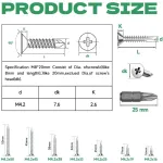 Hxjdam rinkinys, 180 vnt. savaime gręžiančių varžtų, M4.2 x 32 mm, savaime įsisriegiantys varžtai, nerūdijantis plienas, įleidžiama galvutė, Phillips varžtai, metaliniai varžtai su grąžtu