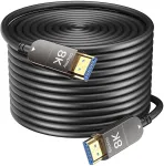 Siwket 8k Hdmi &scaron;viesolaidinis kabelis 20m, optinis Hdmi 2.1 kabelis 48gbps itin didelis greitis 8k @ 60hz 4k @ 120hz dinaminis Hdr Earc Dolby Hdcp 2.2 ir 2.3, skirtas Hdtv/projektoriui/namų Kinui/tv priedėliui/žaidimų konsolei