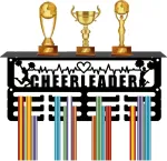 Creatcabin cheerleader medalių laikiklis, trofėjų lentyna, medalių pakabukas, eksponavimo stovas su lentyna, mažas, sportinis, 4 eilės, montuojamas ant sienos, moterims, futbolui, bėgimui, plaukimui, apdovanojimų stovas, 29 x 13 x 10 cm