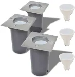 Lauko LED &scaron;viestuvai grindiniui, 3 vnt., kvadratiniai