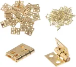 50 vnt. mini žalvariniai vyriai baldų apkaustai dekoratyviniai maži durų vyriai papuo&scaron;alų dėžutei su vyrių vinimis auksiniai 8x10mm