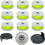 12 vnt. atsarginių ritės, skirtų worx wa0014 wg168 wg184 wg190 wg191, žoliapjovės valo ritės automatinio padavimo 20 pėdų 0,08" su wa0037 dangteliais (10 ritės, 2 dangteliai)