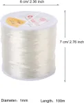 1 mm elastinis pluo&scaron;to juvelyrinių dirbinių siūlų virvelė, rankdarbių papuo&scaron;alų apyrankių gamybos virvelės, tampri karoliukų vėrimo siūlas, 100 m skaidri balta