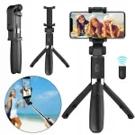 Selfiestick laikiklis asmenukėms su bluetooth nuotoliniu valdymu trikojis juodas 360&deg;