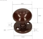 Kotarbau&reg; durų rankena, skersmuo 55 mm, metalinė durų rankena, besisukanti rutulinė rankena, apvali durų rankena, durų spausdintuvas, durų rankenos rozetė, fiksuota, padengta milteliniu būdu (juoda)