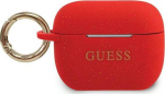 Dėklas Guess Silicone Glitter Case for AirPods Pro - Raudona