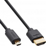Kabelis InLine &reg; Slim Ultra didelio greičio HDMI kabelis AM / DM (Micro) 8K4K auksas, plakiruotas 1 m
