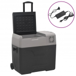 &Scaron;altdėžė su ratukais ir adapteriu, juoda ir pilka, 40l, PP