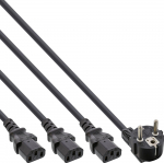 InLine Maitinimo kabelis &reg; Y maitinimo kabelis 1 x F tipo voki&scaron;kas ki&scaron;tukas iki 3 x IEC ki&scaron;tukas juodas 3 m