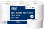 Tualetinis popierius Tork Universal Mini Jumbo T2, 2 sl., 9.1cm x 150m, balta sp. (110298)