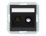 Harry Potter Palydovinės antenos ir kompiuterio lizdas QUADRUM QR 1000, SAT+RJ45, be rėmelio, juodas