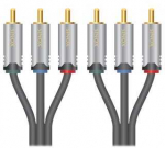 Sinox Beslag Sinox SHD5102, 1,5 m, 3 x RCA, 3 x RCA, Ki&scaron;tukas, Ki&scaron;tukas, Juoda, Pilka