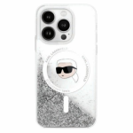 Karl Lagerfeld KLHMP16SLGKISGH Apple iPhone 16 6.1" dėklas telefonui skaidrus Liquid Glitter Karl Head MagSafe