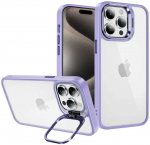 Tel Protect Kickstand dėklas + apsauginis stiklas kamerai (lens) skirtas Apple iPhone 13 Pro light violetinės spalvos