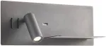 8W + 3W LED sieninis &scaron;viestuvas BROOK, juodas, 3000K, &scaron;viesos kampas 120&deg;, skaitymo &scaron;viestuvėlio - 20&deg;, su USB, 01-3316