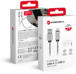 Cable USB A to USB C Forcell F-Energy QC4.0 3A 66W Metal 2 m C234 sidabrinis
