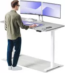 Elektrinis Reguliuojamo: Auk&scaron;čio stalas Desktronic HomeOne Baltas/Pilkas, 160x80cm, Dvigubas motoras, USB ir USB-C įkrovimo lizdai