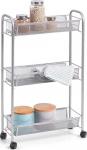 Daugiafunkcis mobilus organizatorius virtuvei arba vonios kambariui, 3 tinklinės lentynos, 4 ratukai, medžiaga metalas, prekės ženklas Zeller