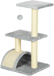 PawHut 72 cm auk&scaron;čio draskyklė-kačių bok&scaron;tas su pliu&scaron;iniais kamuoliukais, sizalio stulpais, platforma, draskykle, daugiaauk&scaron;tė draskyklė katėms, laipiojimo medis vidutinio dydžio katėms, &scaron;viesiai pilka