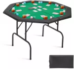 Sulankstomas pokerio stalas 8 žaidėjams, kazino, Texas Holdem, ne&scaron;iojamas, 1260 mm, kortų žaidimams