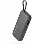 Cuktech CUKP200NGLDG 55W 20000mAh i&scaron;orinė baterija su integruotu USB-C laidu - pilkos spalvos