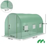 Pakaitinis dangtis sodo tuneliui, &scaron;iltnamio plėvelė, 7.5 kvadratiniai metrai, 2.5x3x2m, UV apsauga, žalia