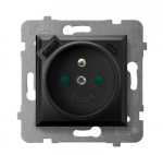 Ospel GP-1UZPUSBAC/m/33 ARIA Viengubas lizdas su įžeminimu ir srovės kelio skląsčiais, su USB A+C įkrovikliu, juodos spalvos GP-1UZPUSBAC/m/33