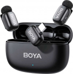 BOYA belaidis mikrofonas &bdquo;Mini 2-02&ldquo; 2,4 GHz, dirbtinio intelekto valdomas triuk&scaron;mo slopinimas, 2 siųstuvai ir 1 imtuvas (C tipo) Juodas EU
