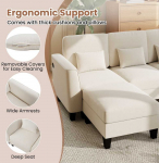 Promotions Modulinė sofa, U formos kampinė 280x144x84 cm, smėlio spalvos, &scaron;enilinė medžiaga