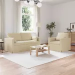 Sofa 2 pcs Kreminė Metalas