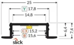 LED juostos profilis GROOVE14.V2 BC3/Y, juodas, 2m